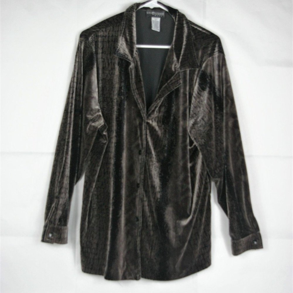 Sag Harbor Women's Blk/Brn Velvet Blazer Size 2X